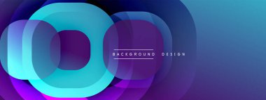 Soyut katmanlı şekiller canlı, mavi ve mor gradyan oluşturur. Arka planlar ve sunumlar için modern tasarım öğesi. Minimalist estetik.