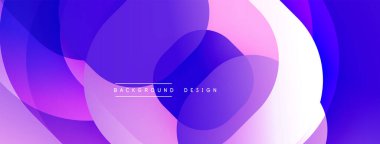 Soyut mor tasarım, üst üste binen daireler. Gradyan gölgeler dinamik görsel efekt yaratır. Çeşitli projeler için modern arkaplan.