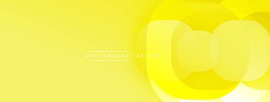 Parlak sarı soyut arka plan. Üst üste binen daireler dinamik görsel efekt yaratır. Sancaklar ve sunumlar için modern tasarım uygun.