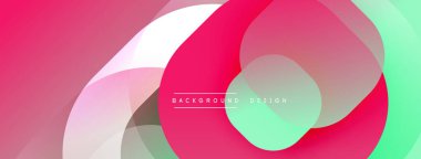 Soyut sıvı şekilleri kesişir. Pembe, yeşil renkler tasarıma hakim. Modern estetik, dinamik bileşim, pürüzsüz eğimler sunar.