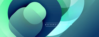 Soyut sıvı şekilleri kesişir. Teal, mavi, yeşil renkler dinamik kompozisyon oluşturur. Arka planlar için modern tasarım ögesi.