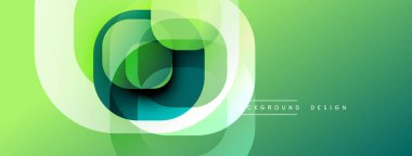 Soyut yeşil tasarım. Katmanlı şekiller dinamik görsel efektler yaratır. Yumuşak eğim, modern estetik. Parlak, taze kompozisyon.