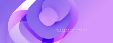 Soyut mor katmanlar dinamik akış yaratır. Üst üste binen daireler modern tasarımı oluşturur. Yumuşak eğimler ise görsel derinliği sunar. En küçük metin dahil.