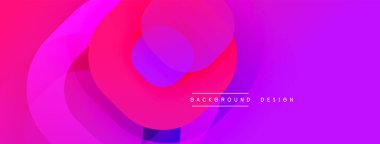 Soyut, enerjik tasarım, üst üste binen daireler. Pembe, mor renkler dinamik görsel efekt yaratır. Modern arkaplan ögesi.