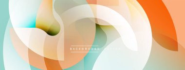 Soyut sıvı şekilleri, turuncu, deniz mavisi renkleri. Modern tasarım, düzgün eğimler, üst üste binen formlar dinamik görsel doku oluşturur.