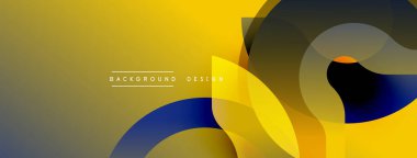 Soyut eğim arkaplanı. Üst üste binen şekiller dinamik görsel efekt yaratır. Sarı, mavi, gri tonlar kompozisyona hakim. Modern tasarım ögesi.