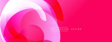 Soyut pembe tasarım, üst üste binen daireler, gradyanlar. Modern bayrak, canlı renkler, pürüzsüz şekiller dinamik görsel efekt yaratır.