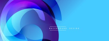 Soyut mavi mor tasarım. Üst üste binen daireler dinamik akış şekilleri yaratır. Sunumlar ve web siteleri için modern arkaplan.