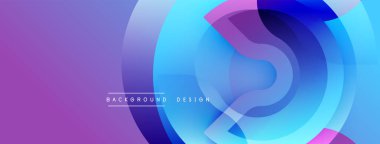 Soyut geometrik şekiller, canlı renkler, pürüzsüz gradyanlar modern arkaplan tasarımı yaratır. Mor, mavi renkler kompozisyona hakim..