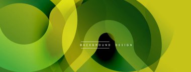 Soyut yeşil sarı tasarım. Üst üste binen daireler dinamik görsel efekt yaratır. Çeşitli projeler için modern arkaplan.