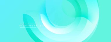 Soyut turkuaz arka plan. Üst üste binen şekiller akışkan ve modern tasarım yaratır. Yumuşak gradyanlar görsel ilgi sunar. Minimalist estetik.