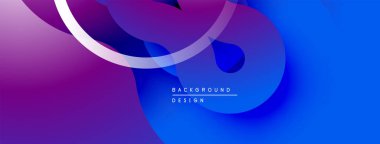 Soyut sıvı şekilleri örtüşür, parlak mor ve mavi renkler yaratır. Beyaz çizgiler dinamik kontrastlar ekler, modern hisler. Arkaplan tasarımı ögesi.