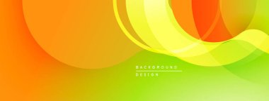 Soyut enerji katmanları, turuncudan yeşile doğru. Düz eğriler, dinamik görsel akış yaratır. Modern tasarım ögesi.