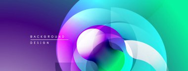 Soyut, enerjik katmanlar dairesel bir tasarım yaratır. Gradyan renkler harmanlanarak modern görsel efekt oluşturuyor. Yumuşak geçişler, dinamik kompozisyon.