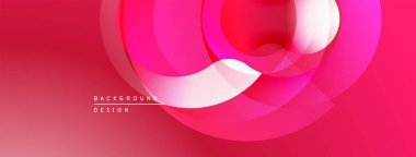 Soyut pembe tasarım. Üst üste binen daireler dinamik görsel efekt yaratır. Gradyan arka plan derinlik ekler, modern estetik.
