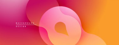 Soyut sıvı şekilleri, canlı gradyanlar. Pembe, turuncu renkler kusursuz bir şekilde harmanlanarak modern arka plan tasarımı yaratıyor. Yumuşak eğriler kompozisyona hakim.