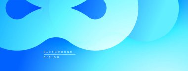 Soyut mavi arkaplan. Pürüzsüz şekiller örtüşür, dinamik görsel akış yaratır. Dereceli gölgeler derinlik sunar, modern estetik.