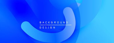 Soyut mavi arkaplan. Üst üste binen şekiller dinamik görsel efekt yaratır. Metin arka plan tasarımı okur. Düzen eğimleri kompozisyona hakim.