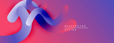 Soyut sıvı şekiller, canlı renklerin karışımı. Modern tasarım, pürüzsüz eğimler dinamik kompozisyon yaratır. Mor, pembe, mavi renkler egemen.