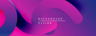 Soyut eğimler akışkan şekiller yaratır. Canlı pembeler, morlar kompozisyona hakim. Metin arka plan tasarımı okur. Modern estetik.