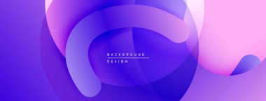 Soyut sıvı şekiller, canlı mor renkler, modern tasarım. Gradyan katmanlar dinamik görsel efekt yaratır. Minimalist kompozisyon.