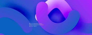 Soyut sıvı şekilleri mor, mavi renkleri harmanlıyor. Gradyan tasarım dinamik görsel efekt yaratır. Modern arkaplan ögesi.