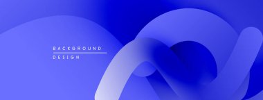 Soyut mavi arkaplan. Düz eğriler, dinamik görsel akış yaratır. Dereceli gölgeler derinlik sunar, modern estetik.
