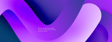 Soyut akışkan şekiller, canlı mor renkler modern arka plan yaratır. Yumuşak eğimler hareketi, derinliği gösterir. Minimalist tasarım.