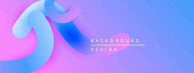 Soyut akışkan şekiller pembe ve mavi renkleri harmanlıyor. Gradyan arkaplan modern tasarım unsuru yaratır. Minimalist estetik, pürüzsüz geçişler görünür..