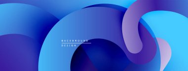 Soyut sıvı şekilleri, mavi mor gradyanlar. Modern tasarım, pürüzsüz kıvrımlar dinamik bileşim yaratır. Minimalist estetik.