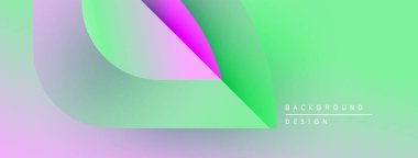 Soyut gradyanlar karışıyor, yumuşak şekiller yaratıyor. Açık mor, yeşil renkler tasarımda baskın. Minimum metin arka plan kullanımını gösterir.