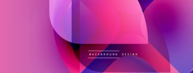 Soyut pembe mor tasarım. Üst üste binen şekiller dinamik görsel efekt yaratır. Çeşitli projeler için modern arkaplan.