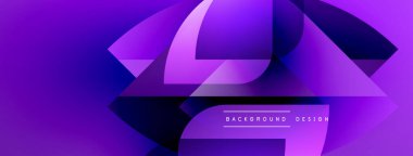 Mor soyut tasarım katmanlı şekiller, gradyanlar. Modern estetik, dinamik bileşim, uygun arkaplan ögesi.