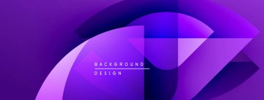 Soyut mor dizayn, üst üste binen şekiller, gradyanlar. Metin arka plan tasarımı okur. Modern, dinamik görsel kompozisyon.