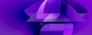 Soyut mor dizayn, üst üste binen şekiller, gradyanlar. Dijital projeler ve sunumlar için modern arkaplan uygun. Minimalist stil.