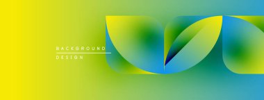Soyut gradyan tasarımı. Sarı, yeşil, mavi renkler düzgün bir şekilde harmanlanır. Modern estetik, arka planlar ve sunumlar için uygun. Minimalist stil.