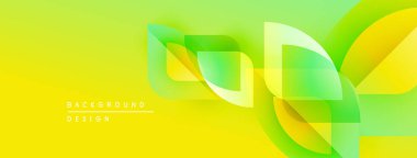 Parlak sarı arkaplan özellikleri üst üste binen saydam şekiller. Modern tasarım enerjiyi, akıcılığı, pozitif titreşimleri çağrıştırır. Basit, temiz estetik..