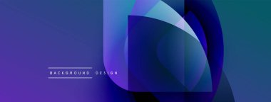 Soyut geometrik şekiller örtüşüyor, canlı mavi gradyanlar yaratıyor. Modern tasarım arka planlar, pankartlar, sunumlar için uygun.