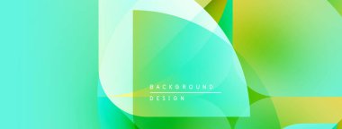 Soyut geometrik şekiller çakışıyor. Turkuaz, yeşil renkler düzgün bir şekilde harmanlanır. Modern tasarım dijital sanat ve enerji öneriyor..