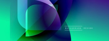 Soyut gradyanlar çakışıyor, dinamik görsel etki yaratıyor. Canlı turkuaz, mor renkler baskın kompozisyon. Modern tasarım ögesi.