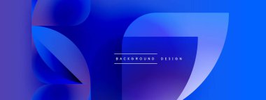 Soyut mavi eğimli şekiller çakışıyor. Modern tasarım metin arkaplan tasarımı içerir. Canlı renkler dinamik görsel etki yaratır.