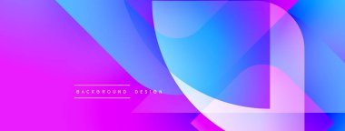 Soyut enerjik tasarım. Üst üste binen şekiller dinamik mor ve mavi renkler yaratır. Minimum metin arka plan tasarımı okur. Modern estetik.