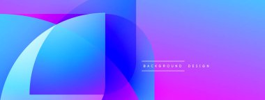 Soyut gradyanlar mavileri, morları, pembeleri harmanlarlar. Üst üste binen şekiller dinamik görsel efekt yaratır. Metin arkaplan tasarımı okur.