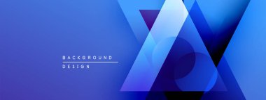 Soyut mavi tasarım, üst üste binen geometrik şekiller, gradyanlar, daireler. Dijital projeler için modern arkaplan.