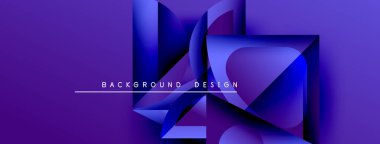 Soyut geometrik şekiller örtüşür, dinamik mor dizayn yaratır. Çizgiler farklı elementler, modern estetik sunar.