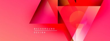 Soyut geometrik şekiller, canlı pembeler, kırmızılar dinamik arkaplan oluşturur. Modern tasarım elementleri yenilik ve enerji öneriyor.