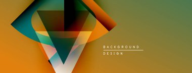 Soyut geometrik şekiller örtüşüyor, canlı renk eğimleri yaratıyor. Arkaplanda sıcak zeytin ve turuncu renkler var. Modern tasarım elemanları.
