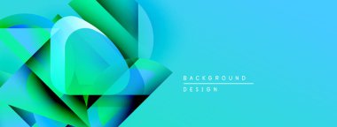 Soyut geometrik şekiller, canlı turkuaz renkler, modern tasarım. Gradyan karışımları dinamik görsel efekt yaratır. Temiz, basit kompozisyon.