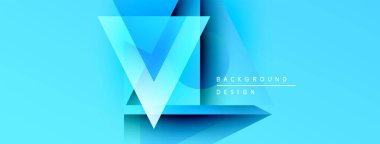 Parlak mavi soyut tasarım katmanlı geometrik şekiller oluşturarak dinamik görsel efekt yaratır. Metin arkaplan tasarımı okur.