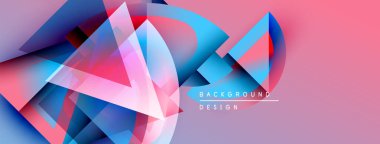 Soyut geometrik şekiller örtüşüyor, canlı pembe ve mavi renkler yaratıyor. Modern tasarım elementleri dinamik bileşim, görsel ilgi.